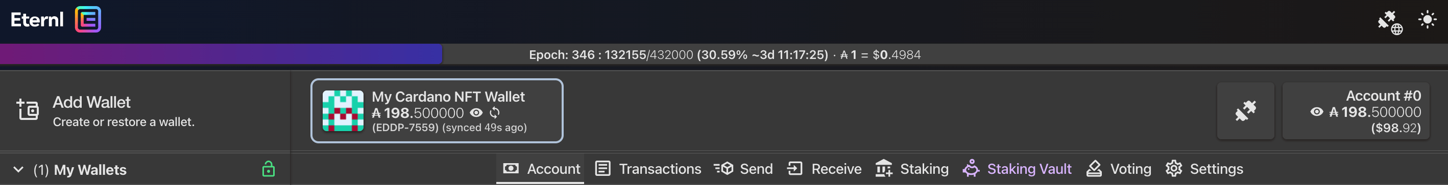 Funding Eternl Wallet